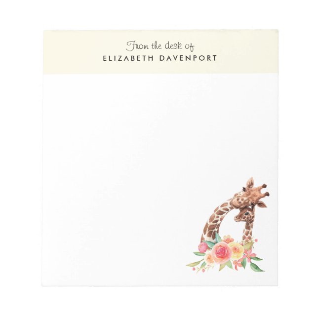 Bloc-note Cute Giraffe Aquarelle Maman & Bébé (Devant)