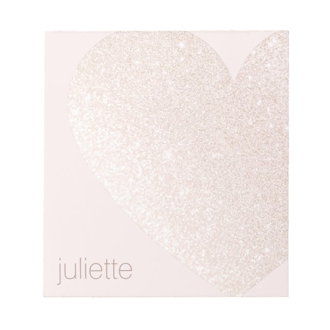 Bloc-note Cute Girly Pink Glitter Heart Personalized (Devant)