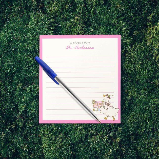 Bloc-note Cute Goose Holding Books Teacher Appreciation Gift (Créateur téléchargé)