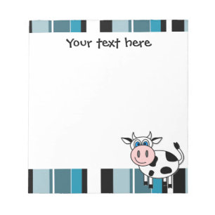 Bloc-note Cute Happy Cow - Blue Stripe