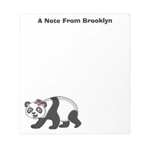 Bloc-note Cute happy panda bear with flower cartoon