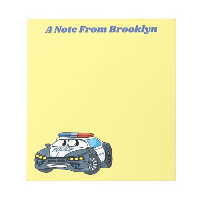Bloc-note Cute happy police car cartoon illustration (Devant)