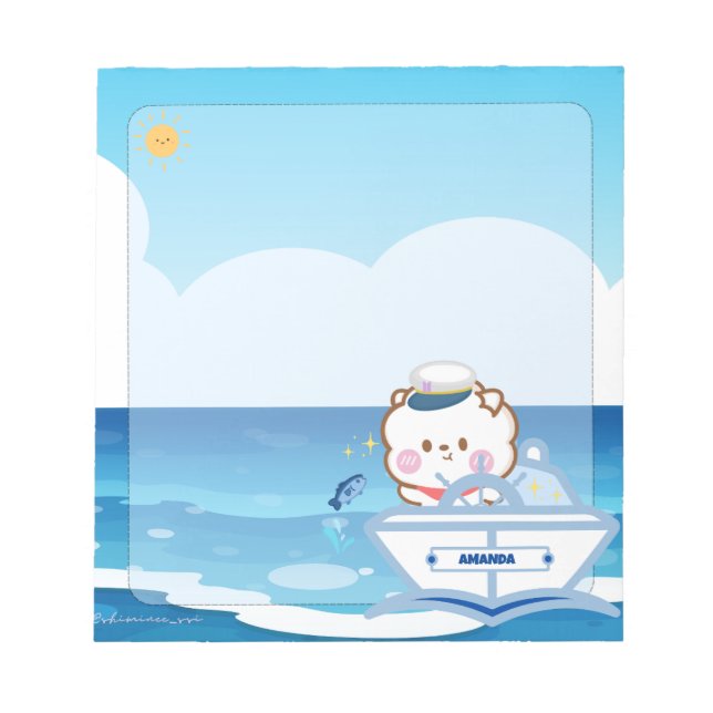Bloc-note Cute Kawaii Chibi Capitaine de la Mer (Devant)