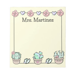 Bloc-note Cute Kawaii Succulents Personnalisés