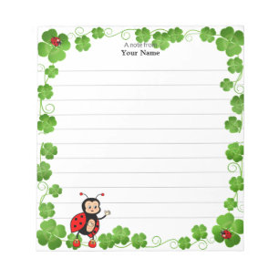 Bloc-note Cute Ladybug et Feuilles de Clover Linked