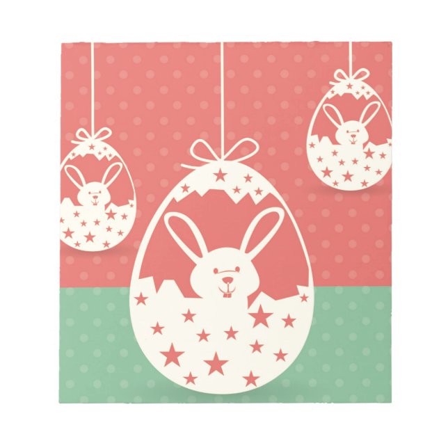 Bloc-note Cute lapin de Pâques rétro et oeuf de Pâques (Devant)
