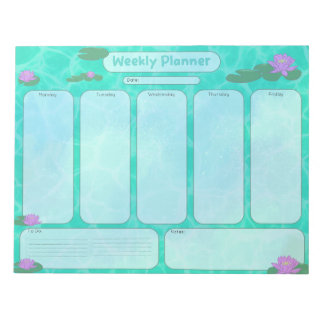 Bloc-note Cute Lily Pad Planificateur hebdomadaire Lundi-Ven