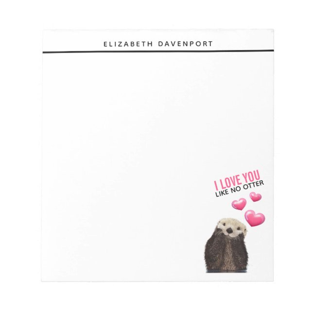 Bloc-note Cute Otter avec Coeurs roses Vous aimez jouer (Devant)