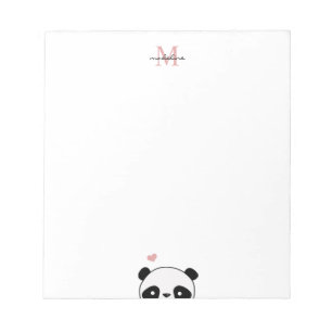 Bloc-note Cute Panda Blush Pink Monogram Script