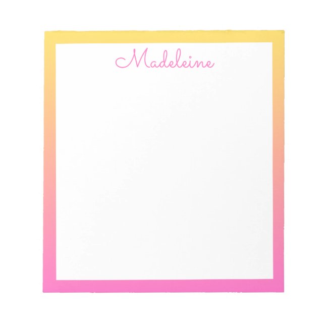 Bloc-note Cute Pastel Yellow and Pink Gradient Border (Devant)