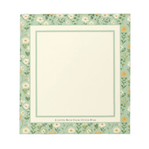Bloc-note Cute Personalised Green Floral Botanical Note List