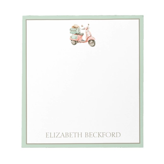 Bloc-note Cute Pink and Aqua Coastal Scooter (Devant)