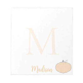 Bloc-note Cute Pumpkin Custom Name Initial 