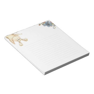 Bloc-note Cute Rabbit With Floral Botanical Flowers Notebook