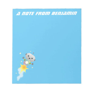 Bloc-note Cute robot flying in space cartoon illustration