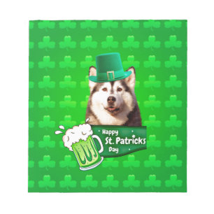 Bloc-note Cute Siberian Husky Chien Casquette St. Patrick's