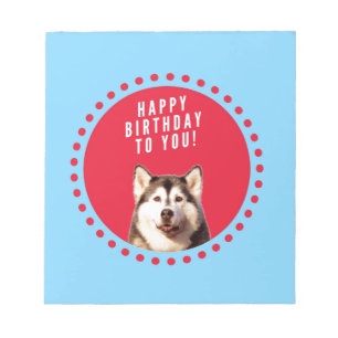 Bloc-note Cute Siberian Husky Joyeux Points rouges bleus d'a