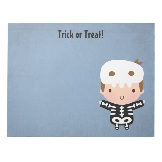 Bloc-note Cute Skeleton Boy Treat or Treat Kids Halloween (Devant)