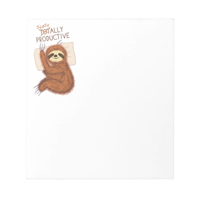 Bloc-note Cute Sleeping Sloth with Pillow and Funny Text (Devant)