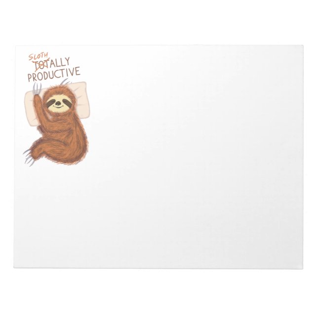 Bloc-note Cute Sleeping Sloth with Pillow and Funny Text (Devant)