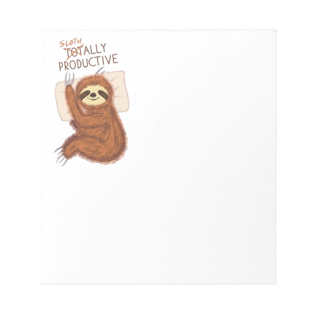 Bloc-note Cute Sleeping Sloth with Pillow and Funny Text (Devant)