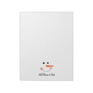 Bloc-note Cute Snowman visage Blanc hiver Customisé