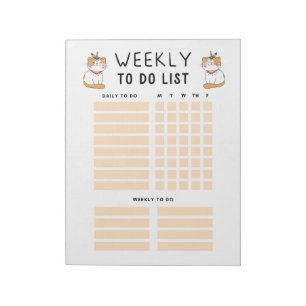 Bloc-note Cute Tribal Kitty Weekly À Faire Liste