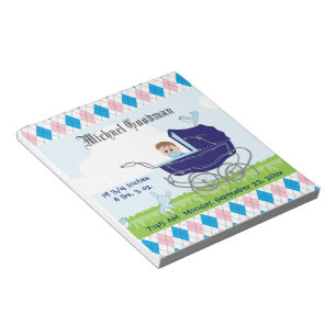 Bloc-note Cute Vintage Blue Baby Boy Carriage
