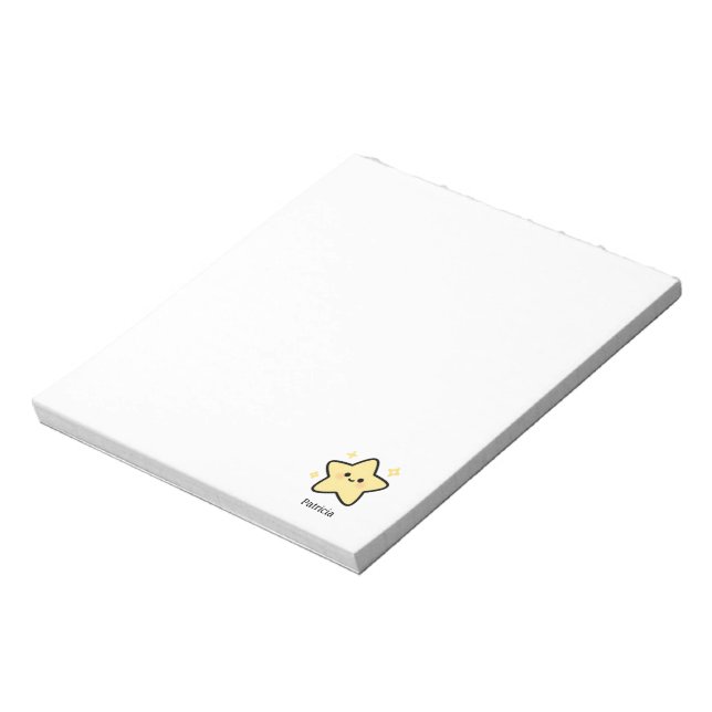 Bloc-note Cute whimsical yellow kawaii star monogram (Tourné)