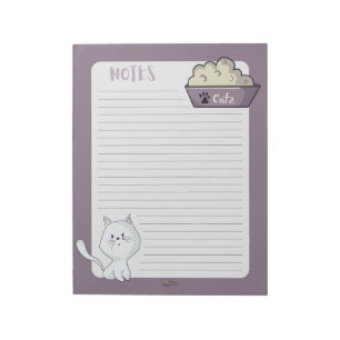Bloc-note Cute White Chat doublée violette notes Notespad