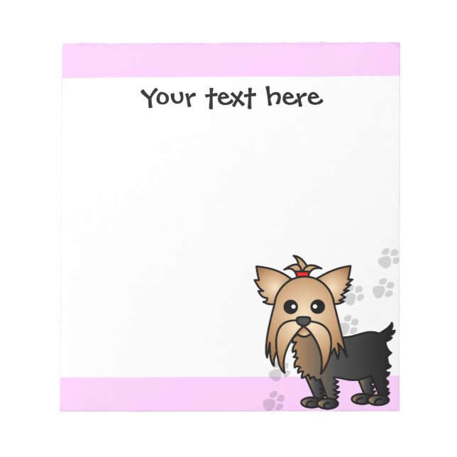 Bloc-note Cute Yorkshire Terrier Empreintes de pattes de des (Devant)