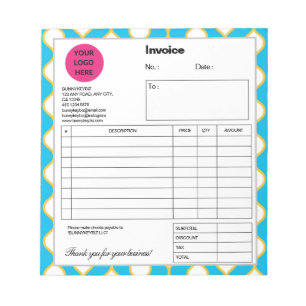 Bloc-note Cyan Yellow Bubble Line Entreprise Facture