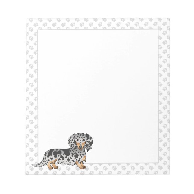 Bloc-note Dachshund Et Pâtes De Cheveux Longue Et Noir Et Ta (Devant)
