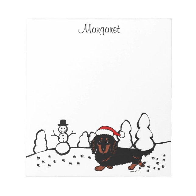 Bloc-note Dachshund Long Haired Black et Tan (Devant)
