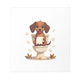 Bloc-note Dachshund Mignon Vintage sur Toilettes Dessin Anim