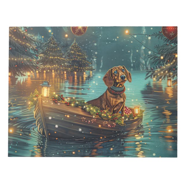 Bloc-note Dachshund Noël Festive Voyage (Devant)