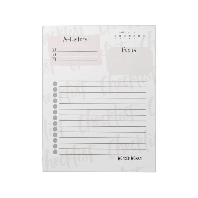 Bloc-note Daily Checklist – Customizable Tear-Off Notepad (Tourné)