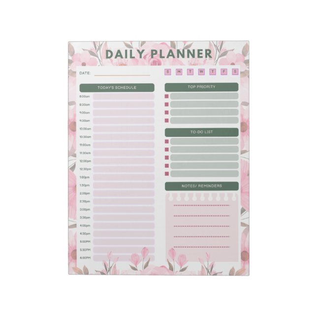 Bloc-note daily floral planner Notepad (Tourné)