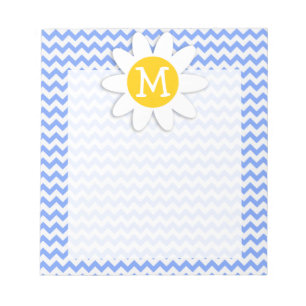 Bloc-note Daisée de printemps ; Motif Chevron bleu