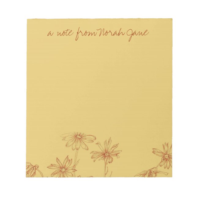 Bloc-note Daisy Fleur sauvage Sepia Ink Dessin Personnalisé (Devant)