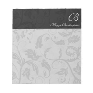 Bloc-note Damas noir avec nom et monogramme