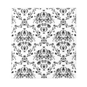 Bloc-note Damask blanc et noir