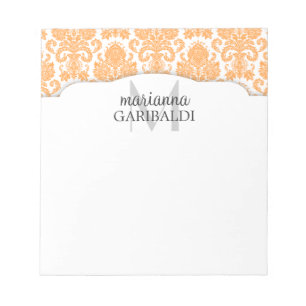 Bloc-note Damask Moderne Orange Personnalisé
