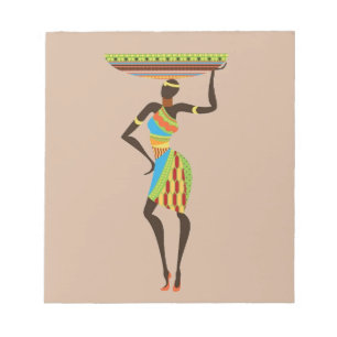 Bloc-note Dame tribale africaine avec l'art tribal corbeille