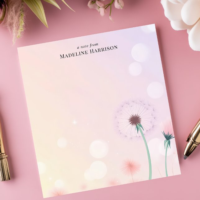 Bloc-note Dandelion Whimsical Souhaite Nom personnalisé (Créateur téléchargé)