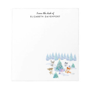 Bloc-note Danse Animaux de forêt Noël Aquarelle