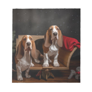 Bloc-note Décor de Noël Basset Hound Snowy Sleigh