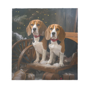 Bloc-note Décor de Noël beagle Snowy Sleigh