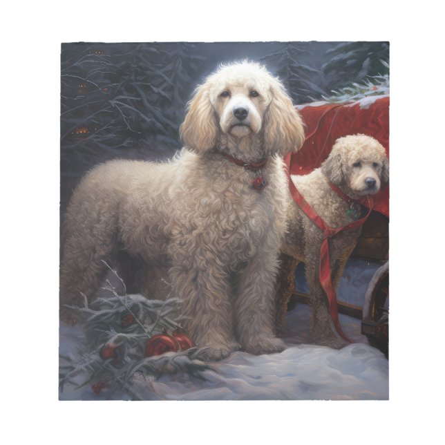 Bloc-note Décor de Noël de caniche Snowy (Devant)