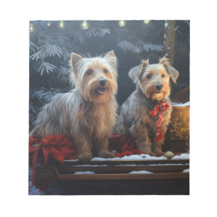 Bloc-note Décor de Noël de Terrier australien Snowy Sleigh